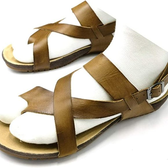 Harssidanzar Men's Genuine Leather Sandals -Khaki - Picture 5 of 7